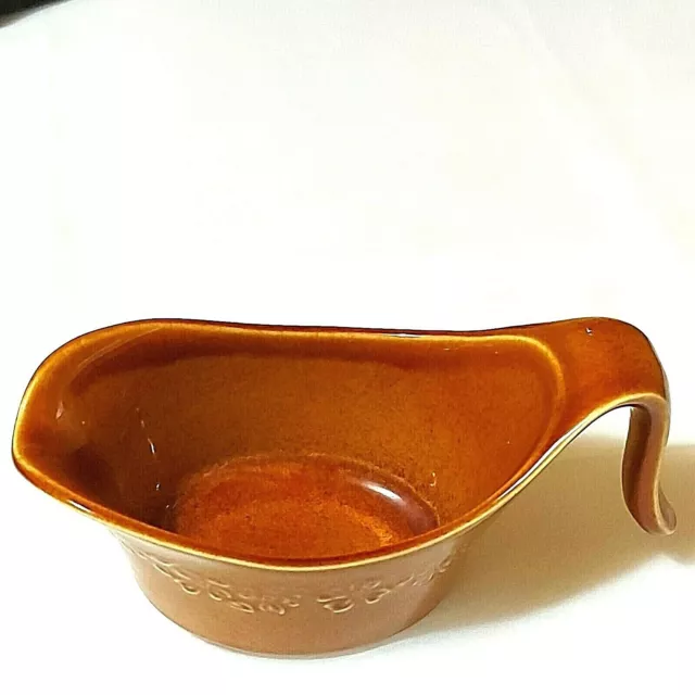 VINTAGE GRAVY BOAT Brown Open Handle 7x3x2 Preowned £8.58
