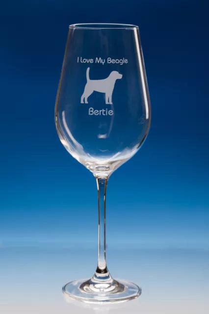 Beagle Dog Gift Personalised Engraved Quality Wine Glass Choose Your Message