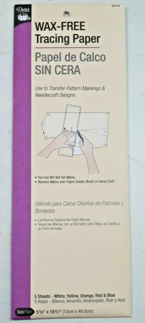 Wax-free Tracing Paper, 5 colours, single-sided,  13 x 49.5cm each by Dritz