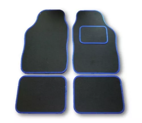 FIAT PUNTO & GRANDE PUNTO UNIVERSAL Car Floor Mats Black Carpet & BLUE TRIM