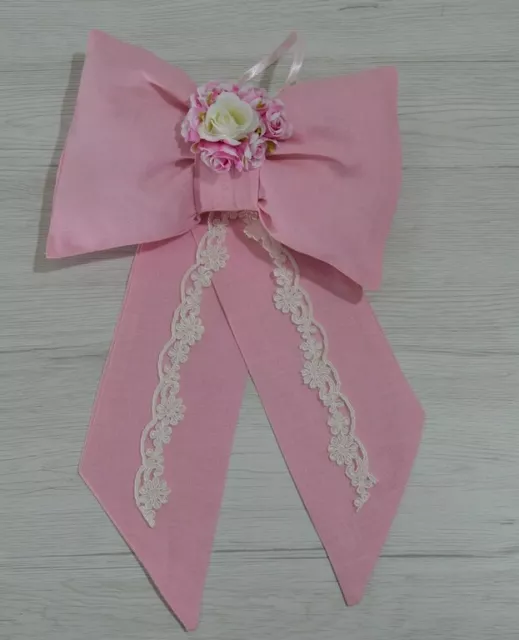 Fiocco Di Lino Nascita Artigianale E Personalizzabile Col Rosa Art Greta
