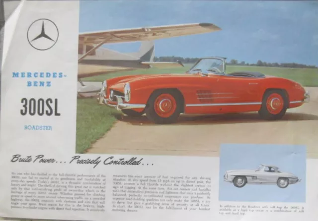 Mercedes 300 SL Roadster W198 W 198 Prospekt Blatt Brochure leaflet english