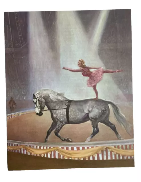 WESLEY DENNIS Book Print Illustration Percheron Horse Circus Girls Room Vtg