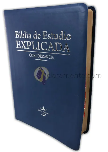 Biblia Pastoral de Estudio Explicada RV1960 imit. piel azul con indice