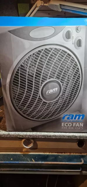 RAM 12" 300mm 3 Speed Eco Box Fan Hydroponics Rapid Air Movement, Grow Tent