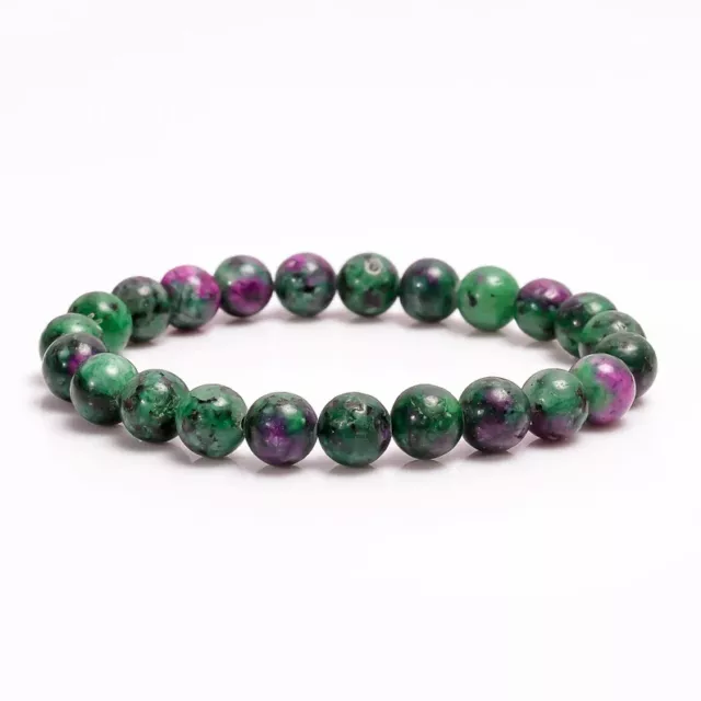 Bracciale stretch rubino naturale zoisite 8 mm forma rotonda perline pietra preziosa guarigione