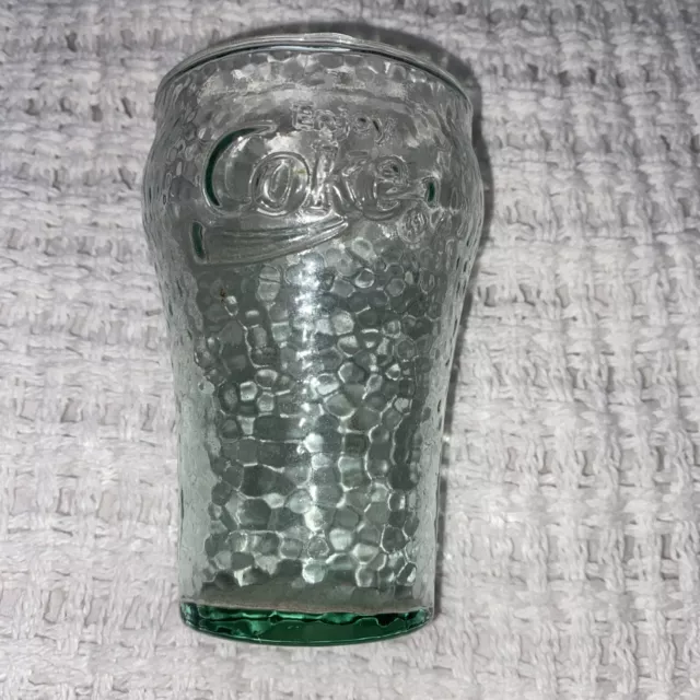 Vintage Green Pebbled Coca-Cola 4" Glassware Mini Barware Soda Advertising