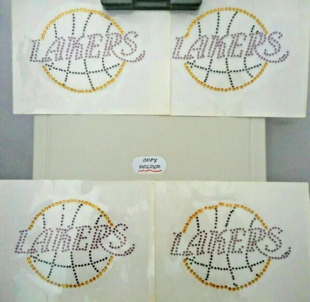 Lot of 4 Color LA. Lakers NBA Logos Rhinestone Iron-On Hot-Fix Transfers #44