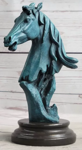 Neuf Cheval Tête Buste Statue Ornement Sculpture Ancien Style 100% Bronze Massif