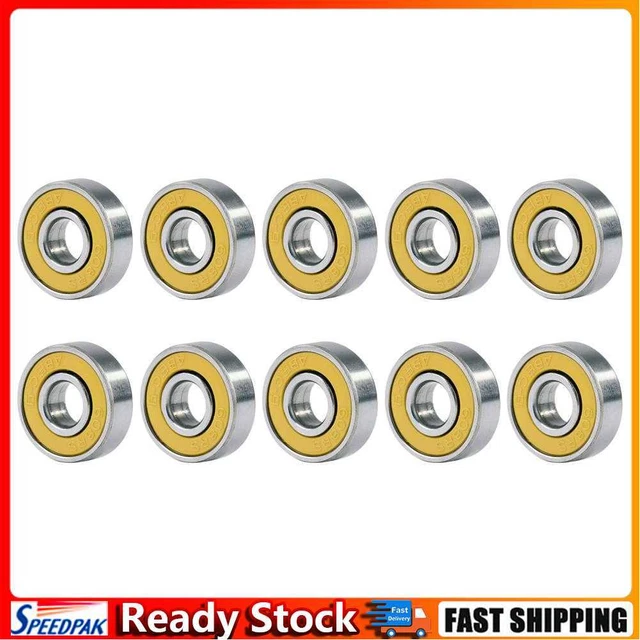 10pcs 608rs ABEC-9 Ball Bearing Scooter Deep Groove Miniature Bearings (Yellow)