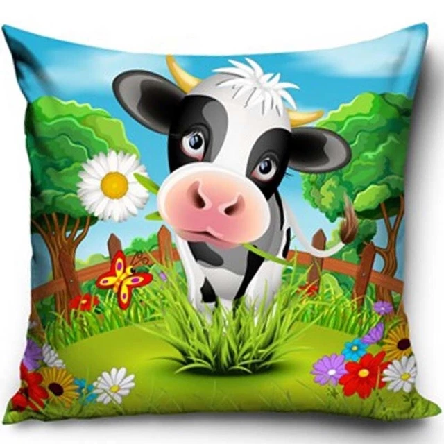 FARM HAUSTIERE KISSENBEZUG KINDER KISSENHÜLLE BAUERNHOF NUTZTIERE CA.40x40 CM