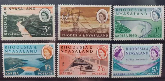 Rhodesia & Nyasaland 1960 Opening of Kariba Dam set of 6, hinged mint