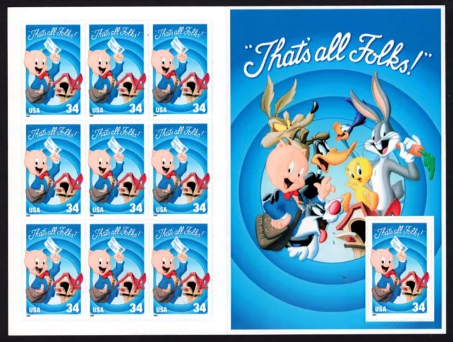 USA - 2001 'THATS ALL FOLKS_PORKY PIG' Self Adhesive Sheet MINT [E3283]