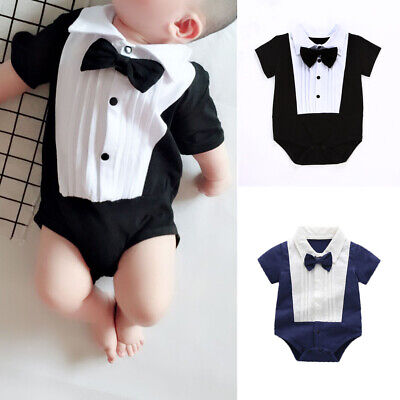 Newborn Neonato BABY BOYS GENTILUOMO vestiti Bow shirt Romper Body Abiti Set