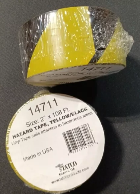 Lot of 10 TATCO Hazard Tape Yellow/Black 14711, 2 In. x 108 Ft.