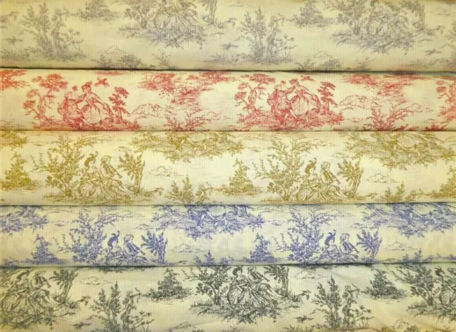 TOILE DE JOUY Cotton Curtain Cushion Upholstery Fabric in 5 COLOURS 2