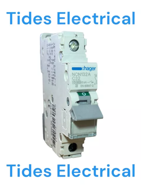 Hager MCB 32 Amp Single Pole Circuit Breaker Type B 32A B32 NBN132A
