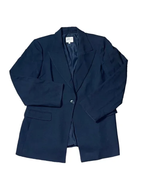 Armani Collezioni Virgin Wool Antinea SRL Blazer Womens Size 48 IT Blue Jacket.