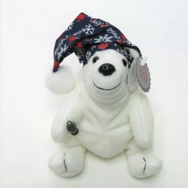 1998 Coca Cola Polar Bear 6" Plush Blue Snowy Night Cap Stuffed Animal w/Tags