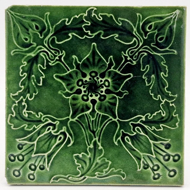 Art Nouveau Fireplace Tile Floral Design T & R Boote C1906