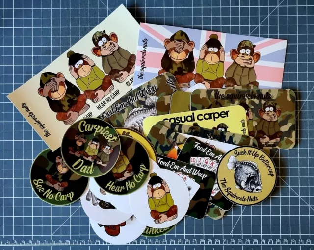 CARP FISHING HUGE Sticker Bundle from the squirrels nuts FREE POST