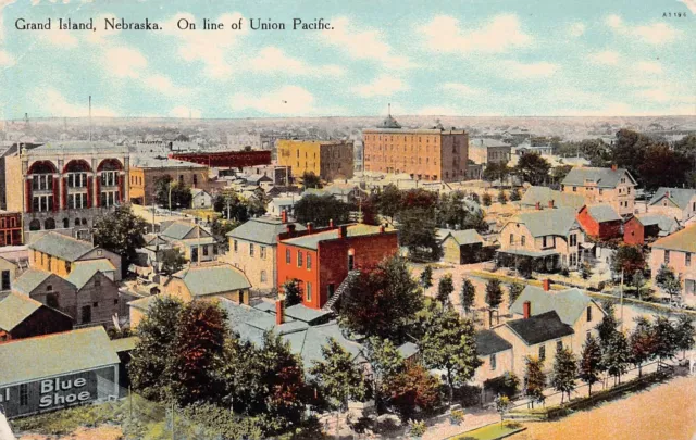 Grand Island NE Nebraska Downtown 1910s Union Pacific Railroad Vtg Postcard B45