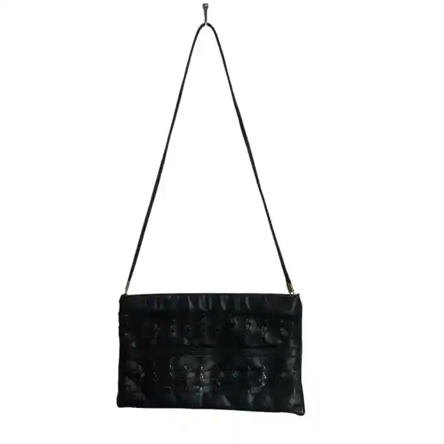 ATLAS New York by Helou Purse Black Leather Crossbody Shoulder Bag Clutch