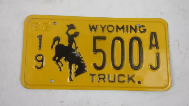 WYOMING 1983 licence/number plate US/United States/USA/American 500 AJ