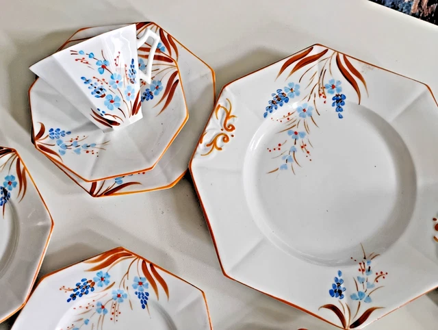 STUNNING VINTAGE MELBA Bone China Art Deco 14 Pce Tea Set In