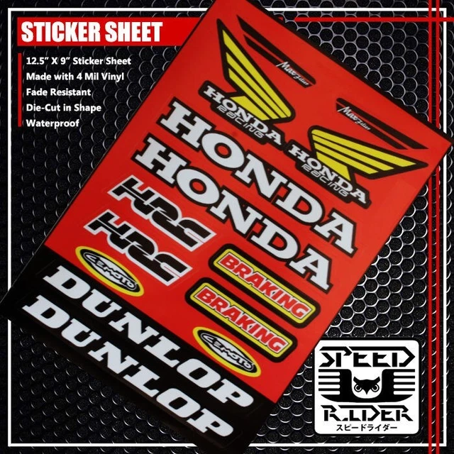 Micro Sponsor Sticker Decal Honda Racing Max Breaking Hrc Cemoto Dunlop Red Logo