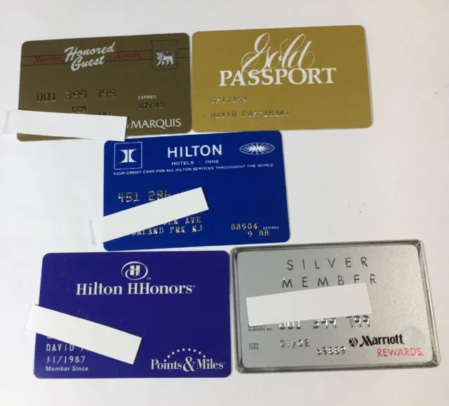 5 Vintage Expired Credit Cards For Collectors - Hotel Charge Card Lot (7151)