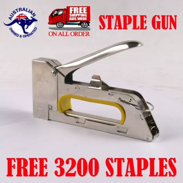New Heavy Duty Staple Gun Tacker Upholstery Stapler + 3200 Free Staples Au Stock