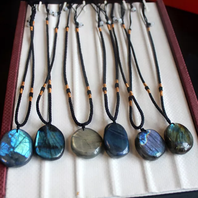 Natural Gemstone Quartz Crystal Pendant Point Hexagonal Wand Necklace Gift