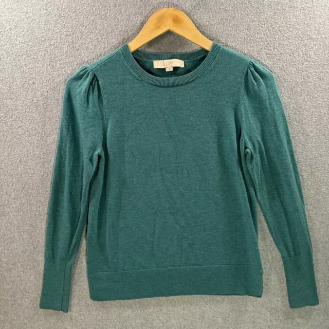 Ann Taylor LOFT Wool Blend Teal Long Sleeve Crew Neck Sweater Women’s Small