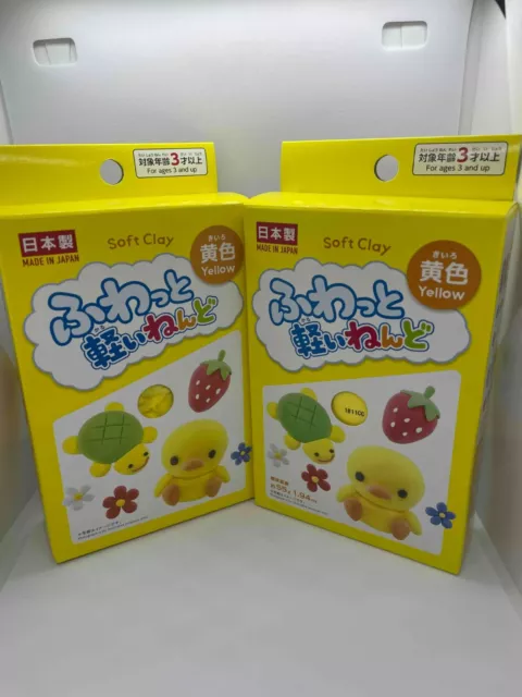 DAISO SOFT CRAY Modelado Peso Ultra Ligero Cray Seco al Aire 2 Juego Color Amarillo JAPÓN