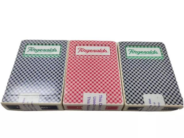 Fitzgeralds Casino Playing Cards Reno Nevada Lot of 3 Red Green 2 are unopened
