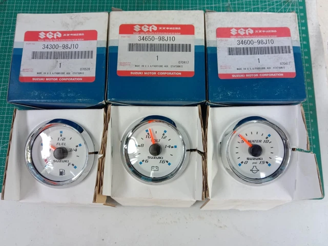 3x SUZUKI Outboard Gauge Marine Set Fuel, MPH Waterproof & Volt