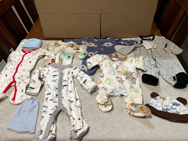 Huge Lot Preemie Baby Boy Sleepers