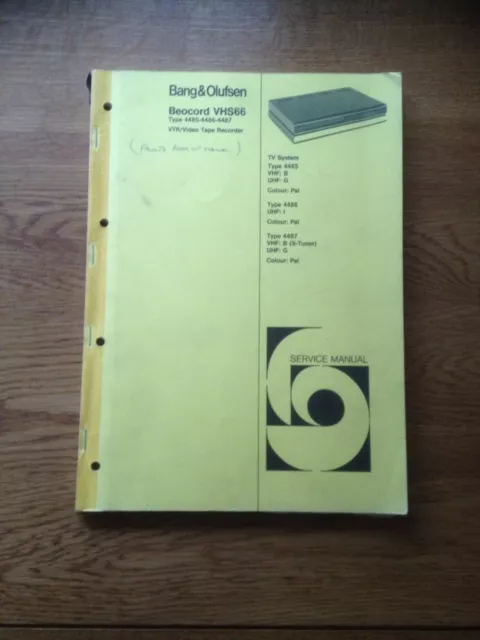 Bang & Olufsen VHS66 VHS magnétoscope authentique manuel d'entretien complet de l'atelier