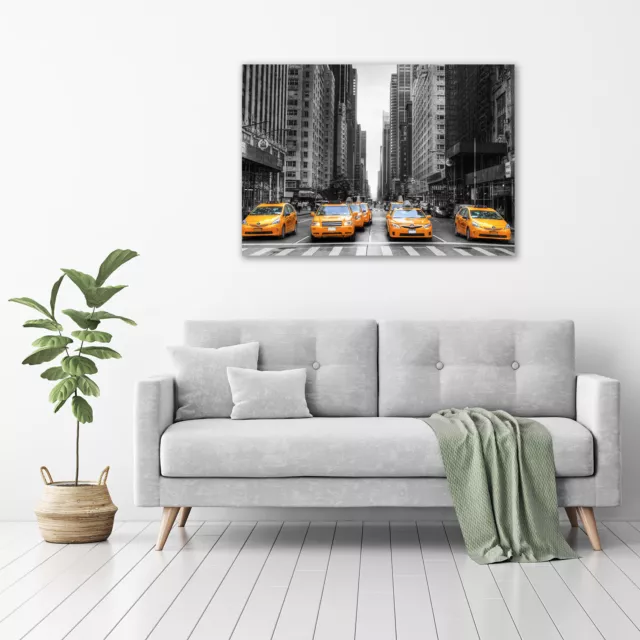 Glas-Bild Wandbilder Druck auf Glas 100x70 Deko Fahrzeuge Taxis New York 2