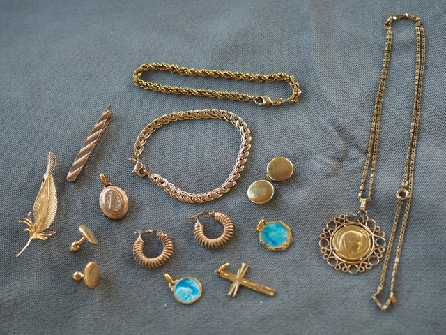 Antique Bijoux Anciens Or LOT 12 BIJOUX Anciens Plaque Or