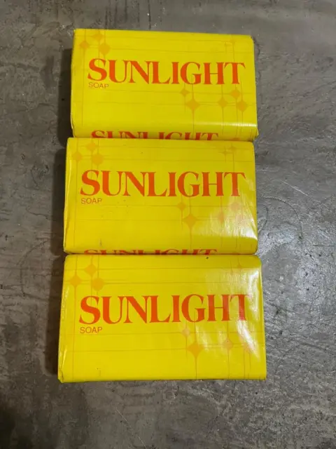 Pack Of 3 Sunlight Soap Bars Yellow Laundry Household Use Stain Removal Lemon