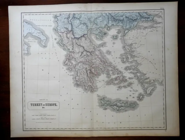 Ottoman Greece Athens Corinth Salonika Crete Euboea 1855 Philip huge scarce map