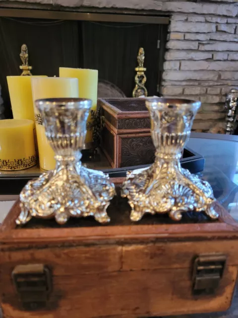 Vintage Ornate Candlestick Holders Taper Candle Japan 1960s Tarnish Resistant