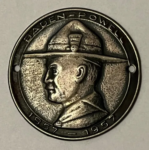 Baden-Powell 1857-1957 scout jamboree plaque badge medal