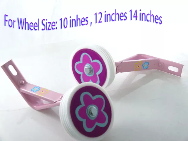 Kids girl Bicycle Heavy Duty Training Wheels for 14" Bike Children pink purple