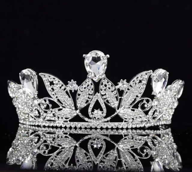 Leaves Clear Austrian Rhinestone Crystal Tiara Crown Wedding Pageant Prom T67