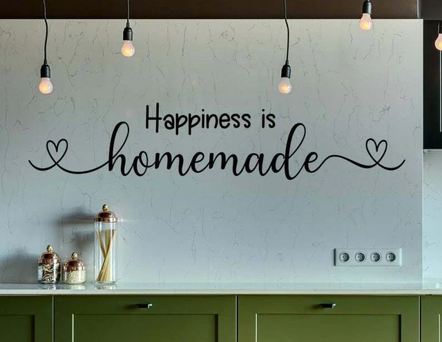 HAPPINESS IS HOMEMADE HEART Vinyl Wall Decal Kitchen Decor Words Lettering 36"