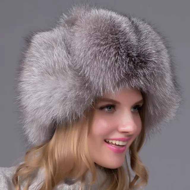 17 Colors Women's Real Fox Fur Hat Russian Winter Warmer  Ushanka Cossack Ski 3