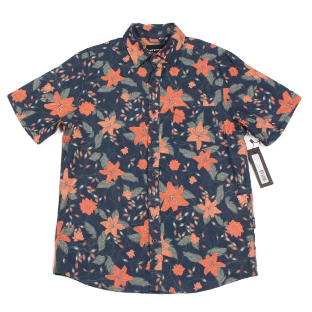 Mr Simple Lino Camisa Hawaiana Medio Botón Cuello Estampado Retro AG92